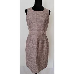 Worthington Dress Women's 8 Brown Pink Tweed Sheath Sleeveless Exposed Back‎ Zip